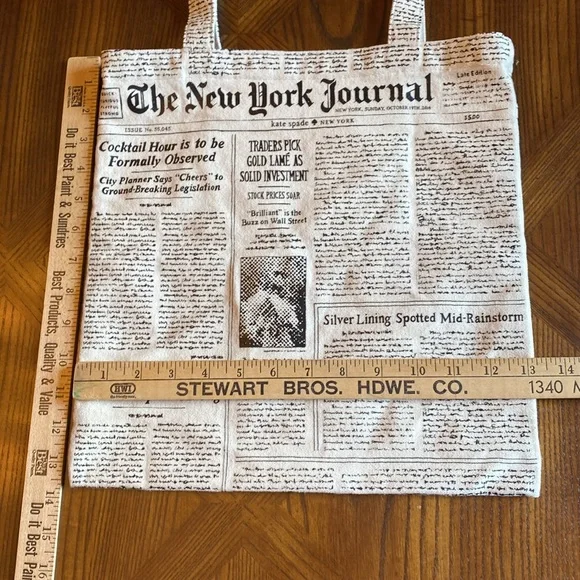 Kate Spade Canvas NY Newspaper Print Tote Bag - Picture 5 of 9